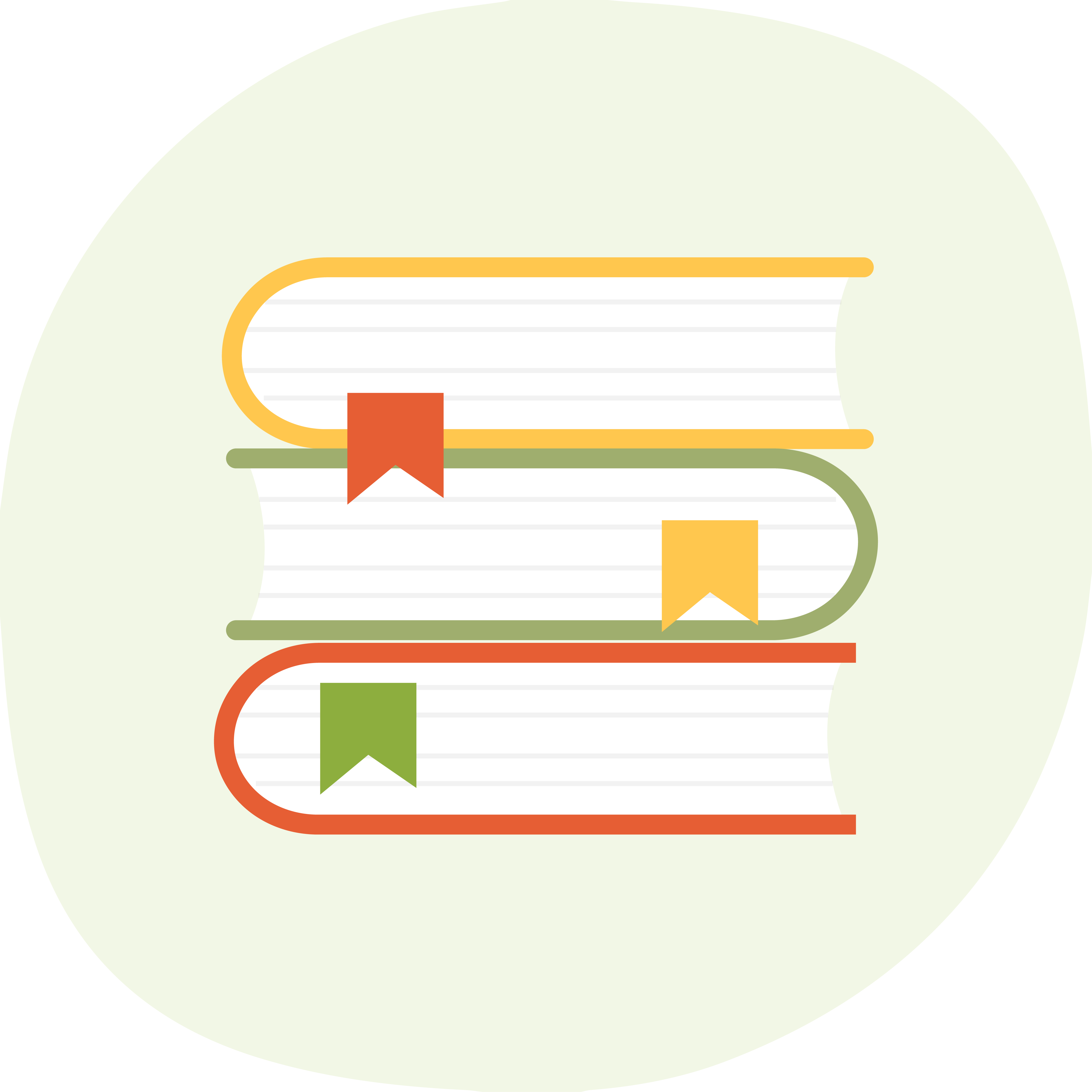 Three stacked books icon with a light green background.