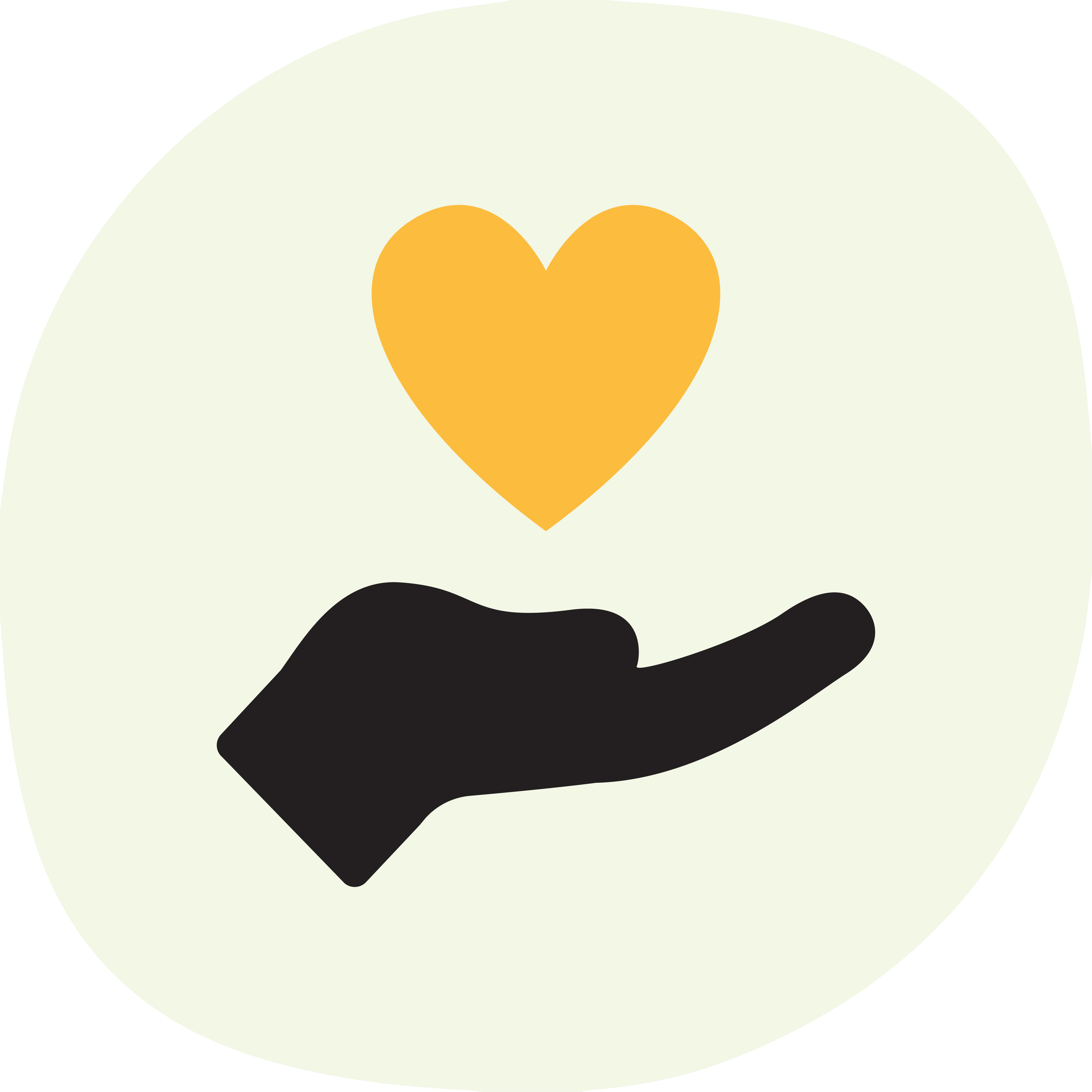 Icon with green background and hand holding a heart.