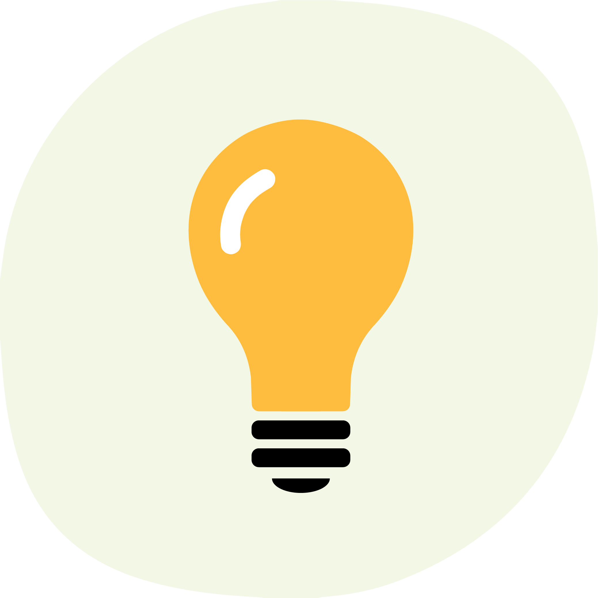 Yellow lightbulb icon with light green background.