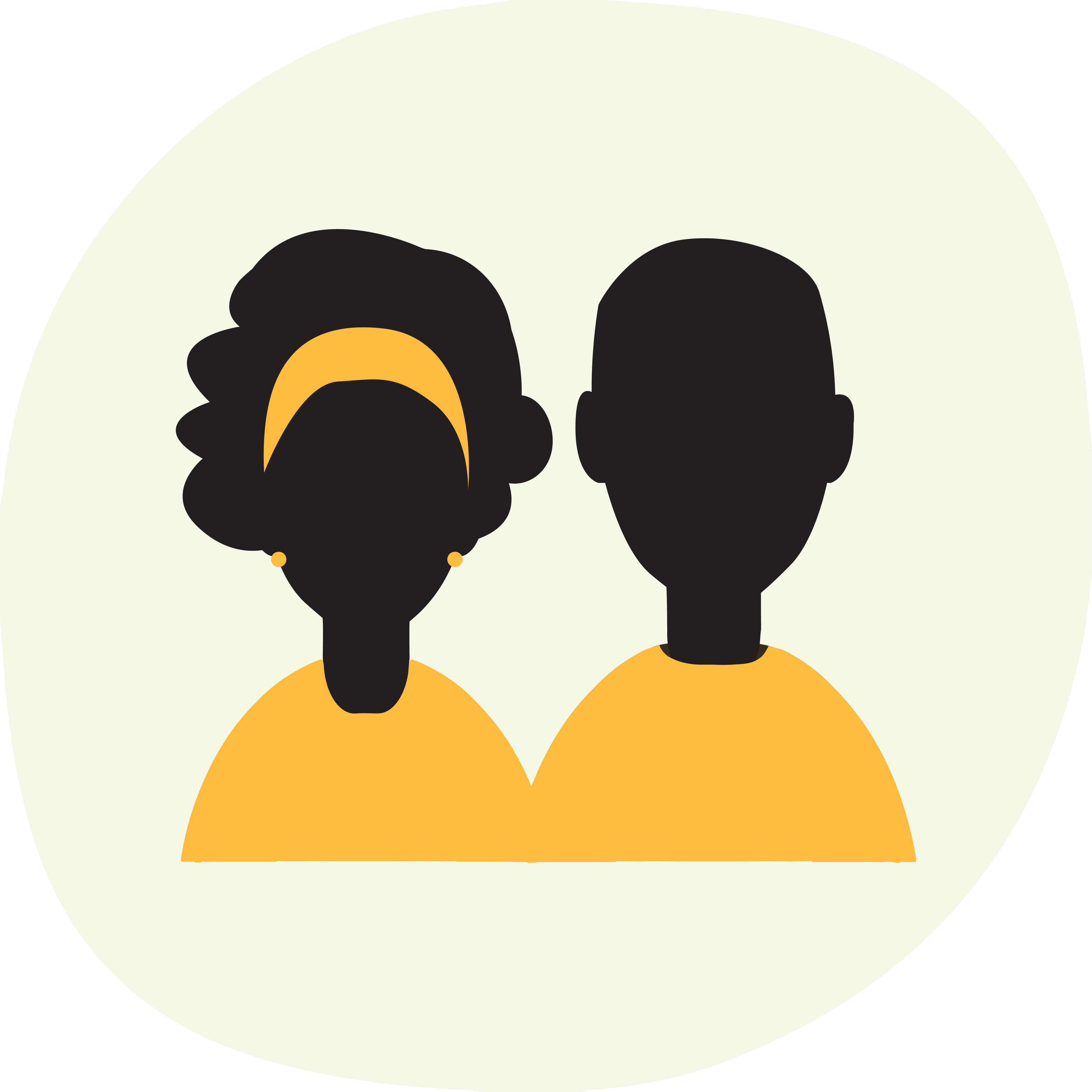 African man and woman icon on a light green background.