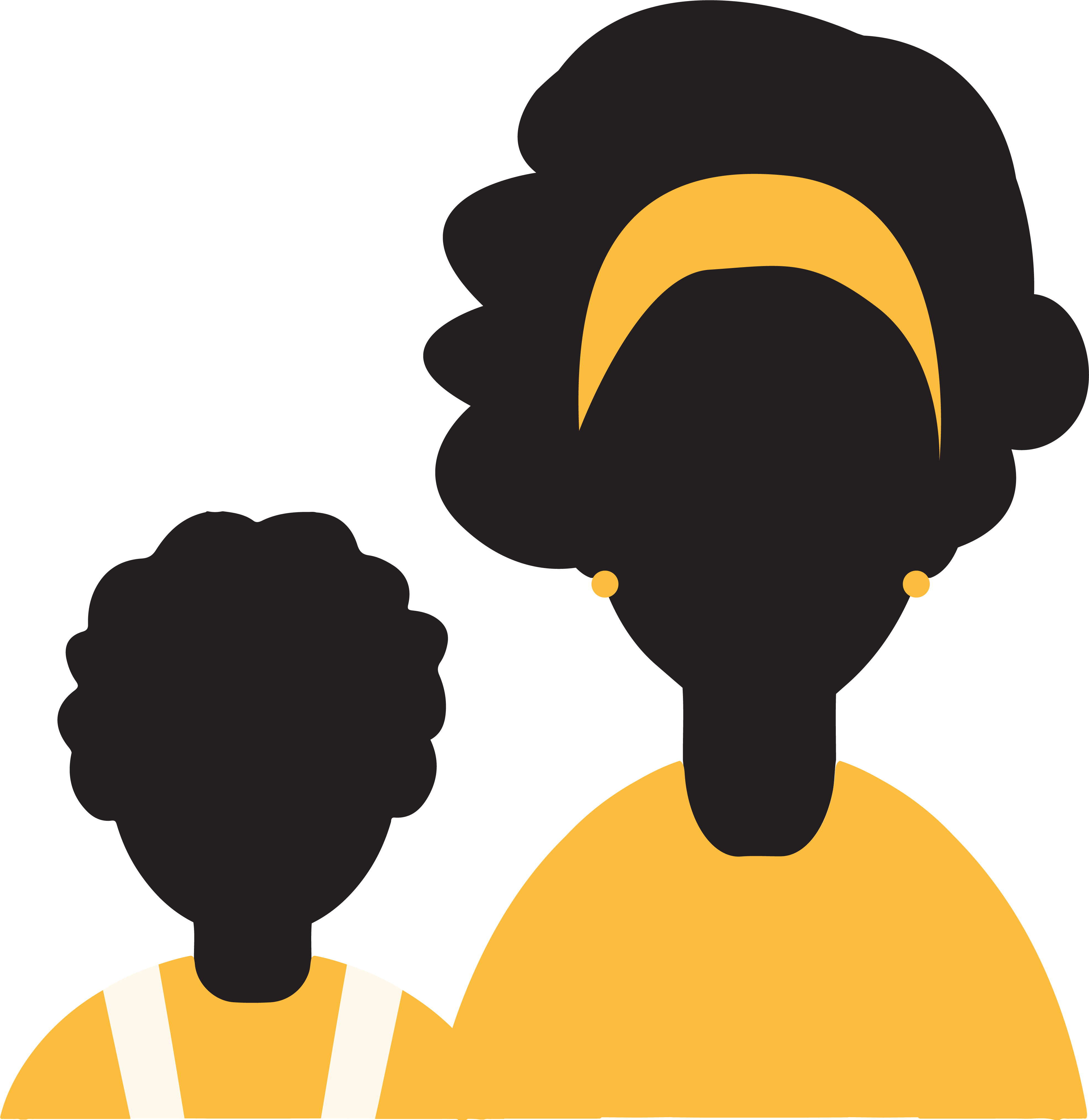 African mother and son wearing yellow icon.